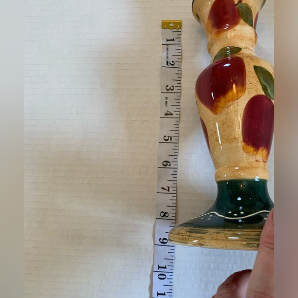Ceramic Apple Candle Stick Holders Set of 2 Country Cottage Kitchen - Picture 7 of 8